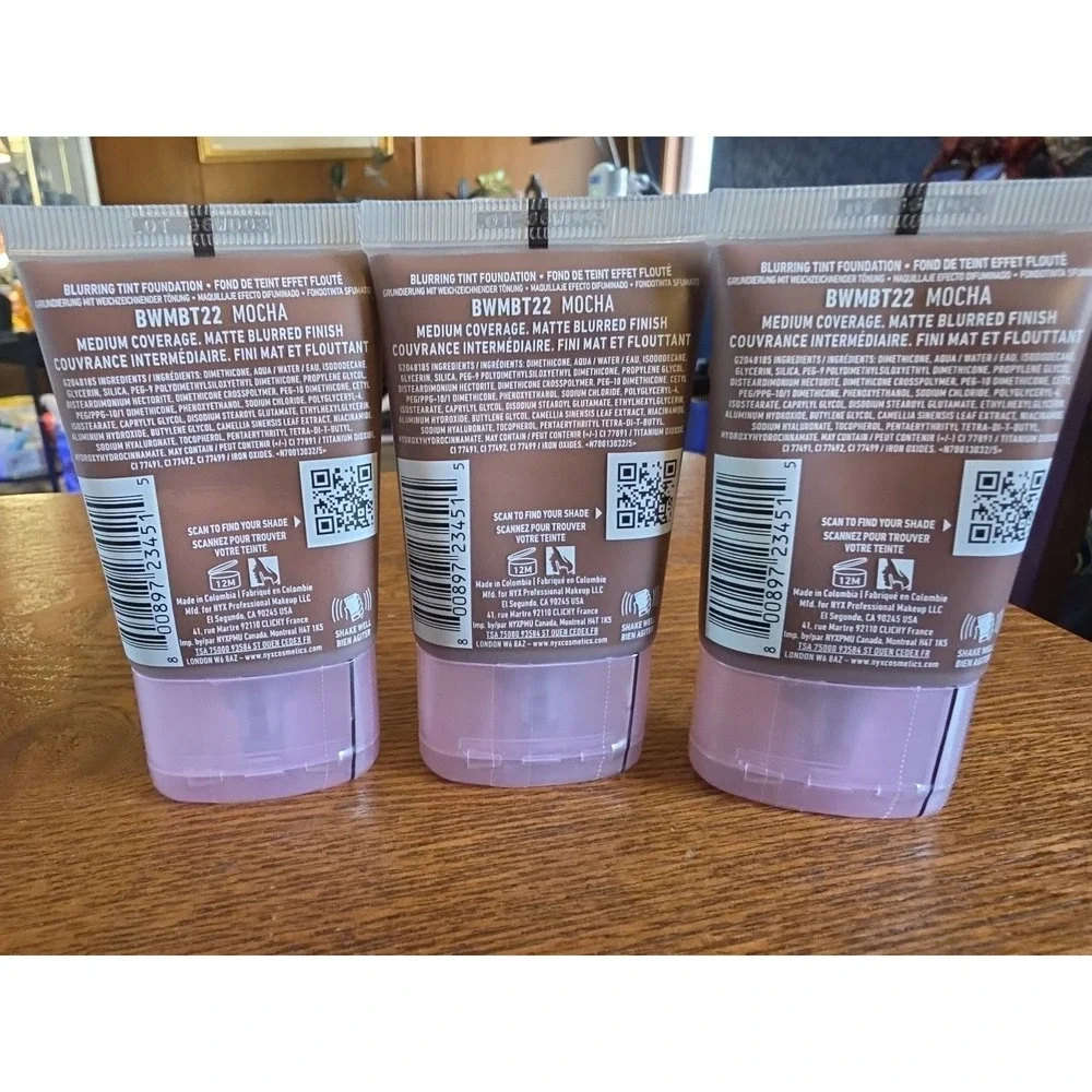 Lot Of 3 NYX PROFESSIONAL BARE With Me‎ BLUR Skin Tint Foundation 22: MOCHA